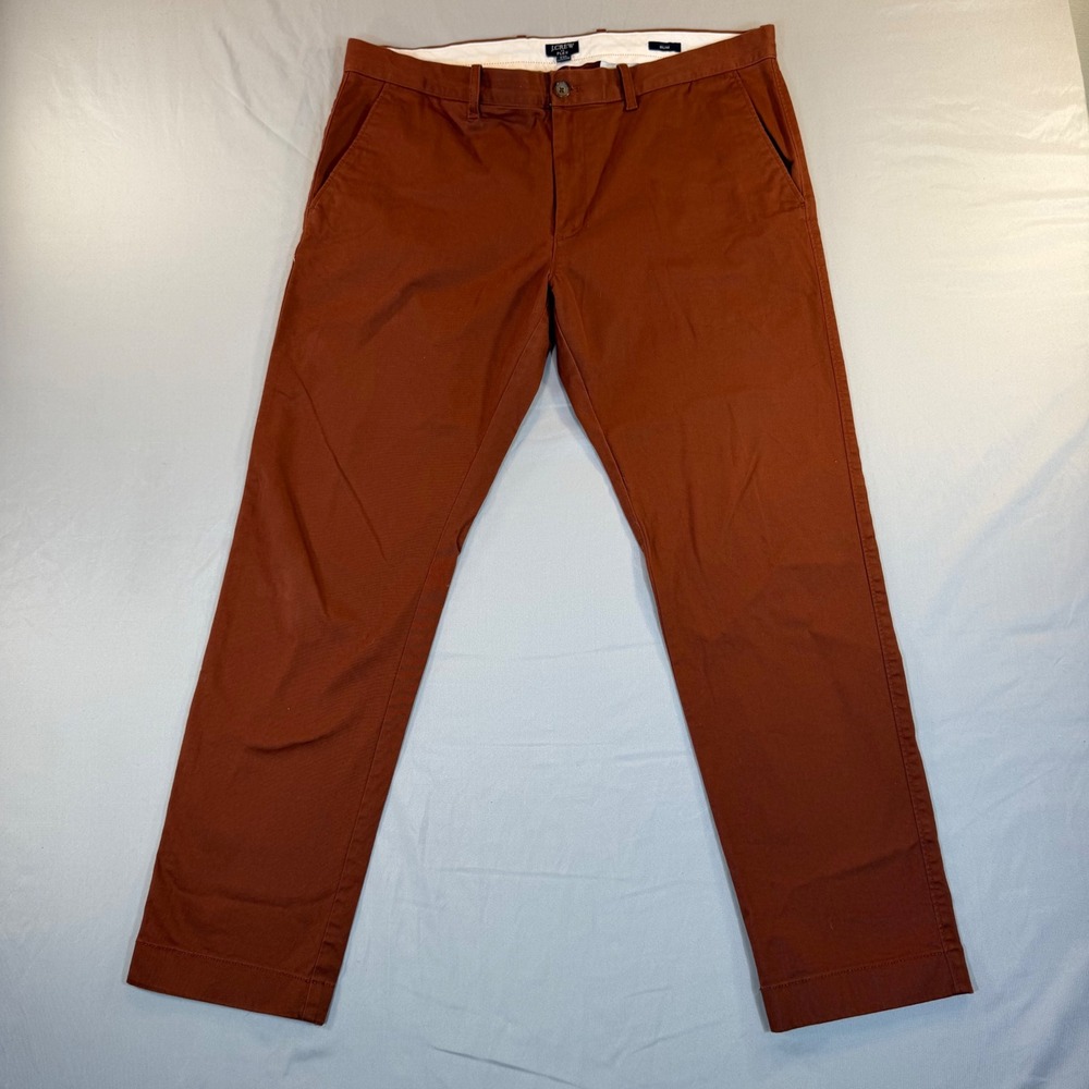 J.Crew Flex Slim Chino Pants Mens 36x30 Burnt Orange Rust Preppy Collegiate Fall